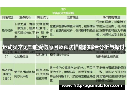 运动员常见肾脏受伤原因及预防措施的综合分析与探讨 运动员常见肾脏受伤原因及预防措施的综合分析与探讨